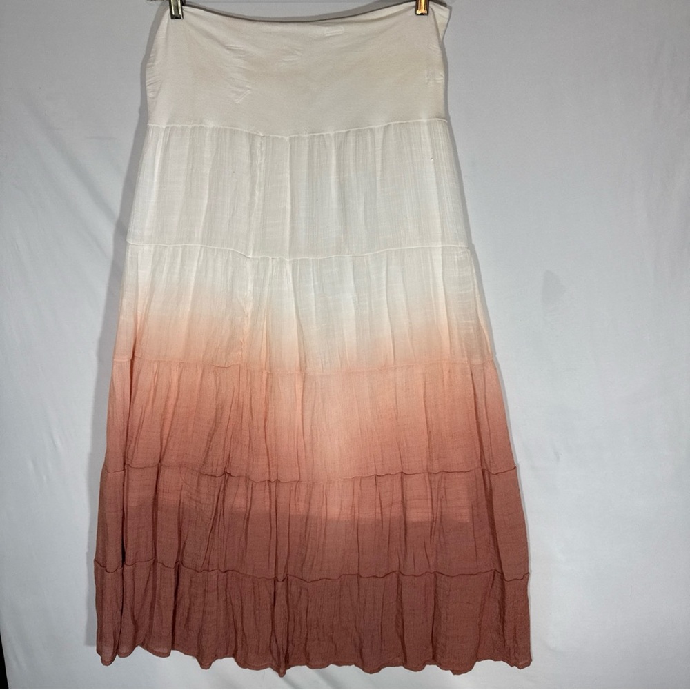 New Directions Cream and Brown A-Line Skirt
